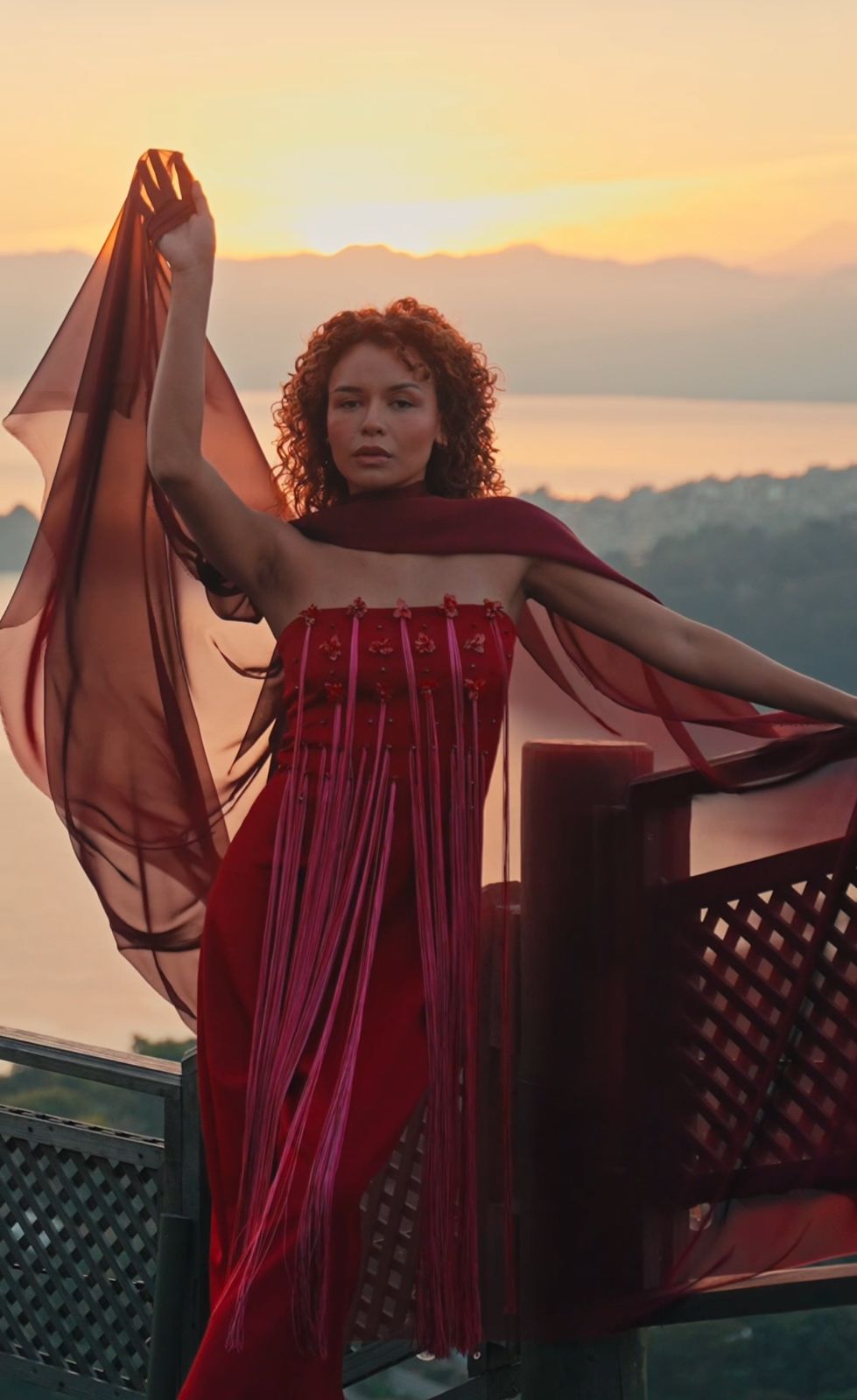 Red Hibiscus Strapples Dress